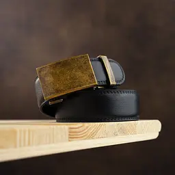 Ремінь чоловічий з латунною пряжкою 20310 Vintage чорний 105-120 см - мініатюра 6