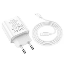 МЗП Hoco C80A Plus Rapido PD20W+QC3.0 (1USB-A/1C) + кабель Type-C to Lightning White - мініатюра 5