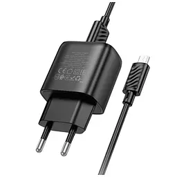 Зарядний пристрій HOCO C140A Smart USB QC3.0 + USB to cable Micro Black (6942007627801) - мініатюра 4