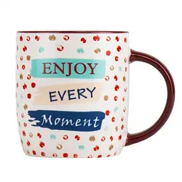 Чашка Elisey Enjoy be moment 350 мл (9071-002i) с коричневой ручкой  
