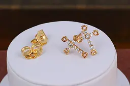 Сережки гвоздики Xuping Jewelry хрестики 1,2 см золотисті - мініатюра 2