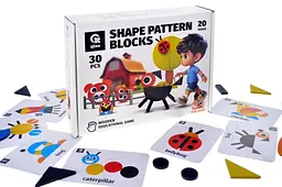 Дерев'яна розвивальна мозаїка Shape Pattern Blocks з картками-завданнями (QB700-005)