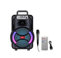 Портативна колонка Sing-e ZQS-8166 з мікрофонам та пультом Акустична система RGB підсвічування Чорний 200 Вт - мініатюра 3