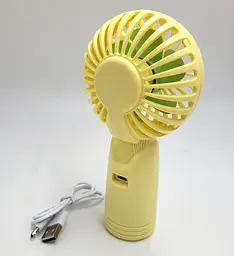 Вентилятор міні акумуляторний з ручкою USB діаметр 10см Handy Mini Fan AP223 жовтий - мініатюра 2