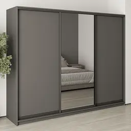 Шафа-купе тридверна MebelStar Уні BG 2ДСП/Дзеркало 260x60x210 см Антрацит (MBS-7982)
