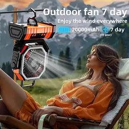 Настільний вентилятор F6 Camping Fan з акумулятором на 20000 mAh, підсвіткою, павербанком та 4 режимами швидкості (00342) - мініатюра 7