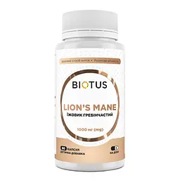 Їжачок гребінчастий, Lion's Mane, 1000 мг, 60 капсул Biotus vit0001365
