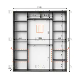 Шафа-купе Idea серія 3 210 x 45 x 240 см Венге темний - мініатюра 2