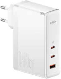 Мережевий зарядний пристрій Baseus GaN5 Pro Fast Charger 2C+U 140W Білий w/Type-C to Type-C cable (CCGP100202)