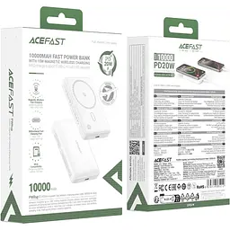 УМБ Acefast Magnetic Wireless 10000mAh 20W PD,QC 3.0, QI 15W, ультра тонкий, M26 White - мініатюра 4