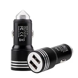 Автомобільний зарядний пристрій у прикурювач, адаптер USB з двома портами, чорний - мініатюра 5
