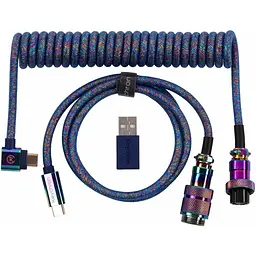 Кабель Keychron USB-A/USB-C > USB-C заряджання/синхронізації, 1.08м, Type-C, Premium Coiled Aviator, синій