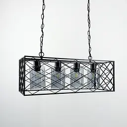 Підвісна люстра на 4 лампи в стилі Loft Line.F Колір плафона Янтарний - мініатюра 4