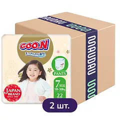 Упаковка трусиків-підгузків для дітей Goo.N Premium Soft 7 3XL (18-30 кг) 44 шт. (22 шт. x 2 шт.)