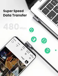 Кабель Ugreen US335 Angled USB Type-C to Angled USB Type-C 100W 5A Cable Aluminium Shell with Braided 2 м Black (70698) - мініатюра 3