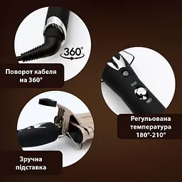 Плойка Geemy GM-2933, для завивки волосся, 5 хвиль, 45 Вт, керамічне покриття, золотиста - мініатюра 7
