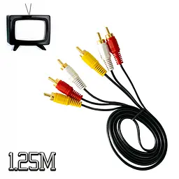 Кабель мультимедійний 3RCA to 3RCA 1.25м кабель тюльпан-тюльпан для приставки/ТВ AV кабель тюльпан - мініатюра 2