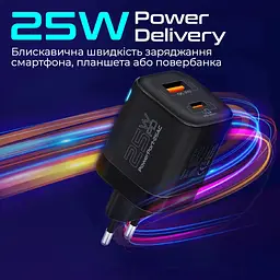 Зарядний пристрій Promate USB-C + USB-A (powerport-25ac.black) - мініатюра 5