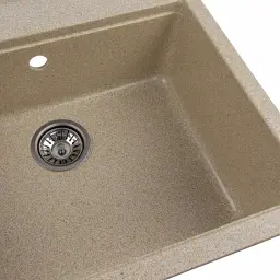 Кухонна мийка Platinum 5751 Nika гранітна глянцева з кріпленням 57x51 см бежева (000031357) - мініатюра 3