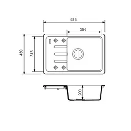 Кухонна мийка Adamant Slim 615x430x200 old stone 000008506, Сірий - мініатюра 2
