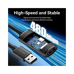Дата кабель USB 2.0 AM/AF 15.0m Active black Vention (CBKBN) - мініатюра 3