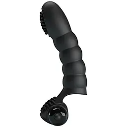 Вібронасадка на палець Pretty Love Alexander Finger Vibrator Black, 13х2.6 см (чорний) - мініатюра 3