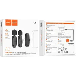 Мікрофонна радіосистема Hoco L15 Crystal Lightning/USB-C Black (638623) [158594] - мініатюра 6