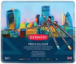 Набір кольорових олівців Procolour 24 кольори метал Derwent