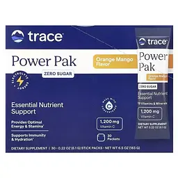Електроліти Trace Power Pak без цукру смак апельсину та манго 30 пакетків по 6 г