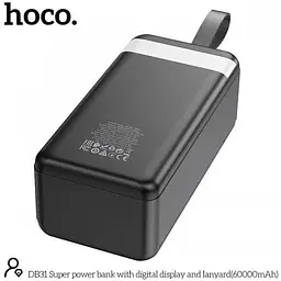 Портативна батарея Hoco Super DB31 60000mAh + Lightning роз'єм та ремінець чорна - мініатюра 6