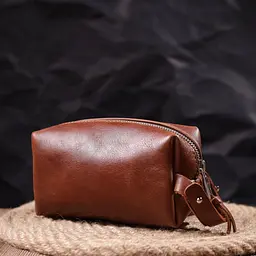 Косметичка невеликого розміру з гладкої шкіри на блискавці Серце Grande Pelle 16762 світло-коричнева - мініатюра 9