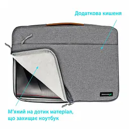 Чохол до ноутбука Grand-X 14'' SLX Grey (SLX-14G) - мініатюра 4