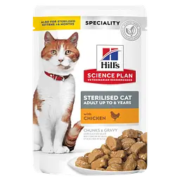 Вологий корм Hill's SP Sterilised для стерилізованих дорослих котів, з куркою, пауч, 85г