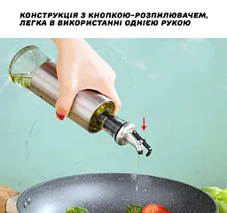 Диспенсер дозатор для олії оцту соусу скляна пляшка з дозатором 300 мл, Kitchen Master 86777 - мініатюра 11