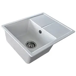 Мийка кухонна Valetti 75N гранітна 580х445 мм біла - мініатюра 3