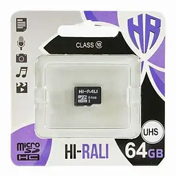 Карта пам'яті Hi-Rali (UHS-1) microSDXC Class 10 - 64GB (без адаптера) Чорний