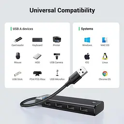 USB хаб Ugreen USB - 4x USB 3.0 + Type-C Додаткове живлення 10W (5V/2A) 0.2м 5 в 1 5 Гбіт/с USB-A Концентратор Док-станція HUB (15548) - мініатюра 7