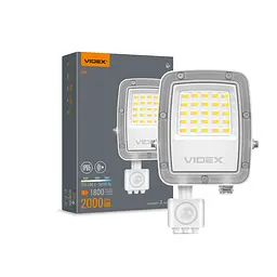 LED прожектор Videx F5, 20W 3000-5000-6500K з датчиком руху 230V White (VL-F5-020CW-S) (29260-000)