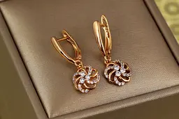 Сережки Xuping Jewelry підвіски мальва 2.6 см золотисті - мініатюра 2