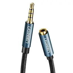 Аудіокабель ugreen AV118 3.5mm Male to 3.5mm Female, nylon braid, 2m Чорний