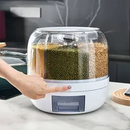 Диспенсер для сипучих продуктів із дозатором 6 відділень кухонний органайзер вологостійкий контейнер для зберігання круп обертається на 360 градусів W6 UKC 6027 - мініатюра 4