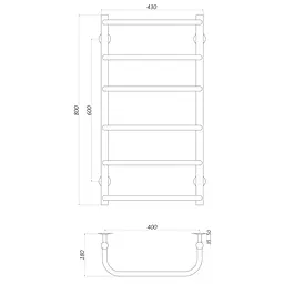 Рушникосушарка UNIO LS W 800-400-6 Драбинка Скоба (20876) - мініатюра 4