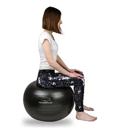 М'яч для фітнесу (фітбол) PowerPlay 4001 Ø65 cm Gymball Чорний + помпа (PP_4001_65_Black) - мініатюра 4