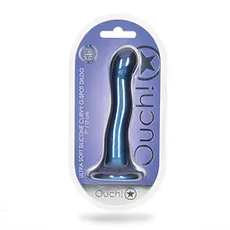 Фалоімітатор Ouch! Curvy G-Spot Dildo 7'' 18 cm (синій) - мініатюра 11