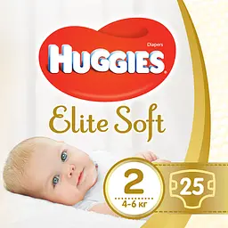 Набір підгузків Huggies Elite Soft 2 (4-6 кг), 100 шт. (4 уп. по 25 шт.) - мініатюра 2
