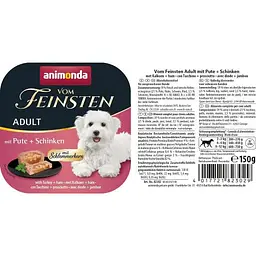 Вологий корм для собак Animonda Vom Feinsten gourme Adult with Turkey+Ham з індичкою та шинкою, 150 г - мініатюра 2