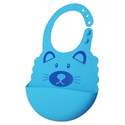 Силіконовий слинявчик з кишенею Kiddy Блакитний Котик 02677