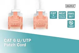 Патч-корд Assmann CAT 6 U-UTP, Cu, LSZH AWG 26/7, довжина 0,25 м, DK-1617-0025 White - мініатюра 3