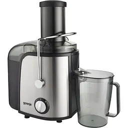 Gorenje Соковитискач відцентрований 800Вт, чаша-1.1л, макуха-1.5л, жолоб на ціле яблуко, пластик/метал, чорний