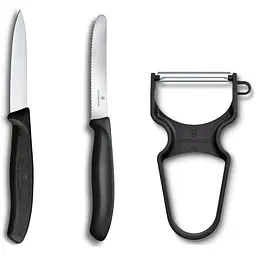 Набір кухонний Victorinox SwissClassic Paring Set 3шт з чорн. ручкою (2 ножа, овочечистка Rapid) у подар.упак. - мініатюра 2